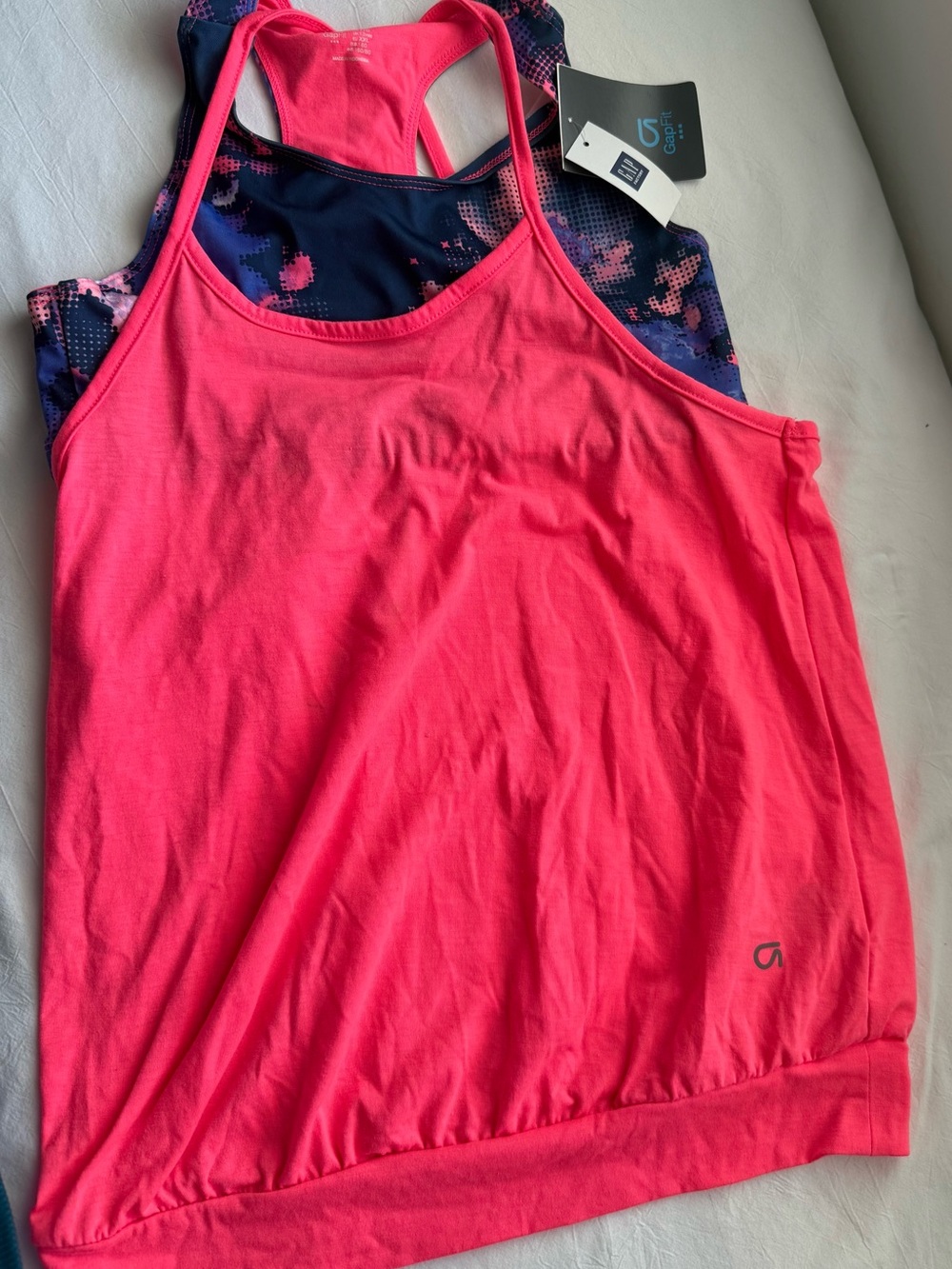 GAP Pink and Navy Patterned Athletic Top